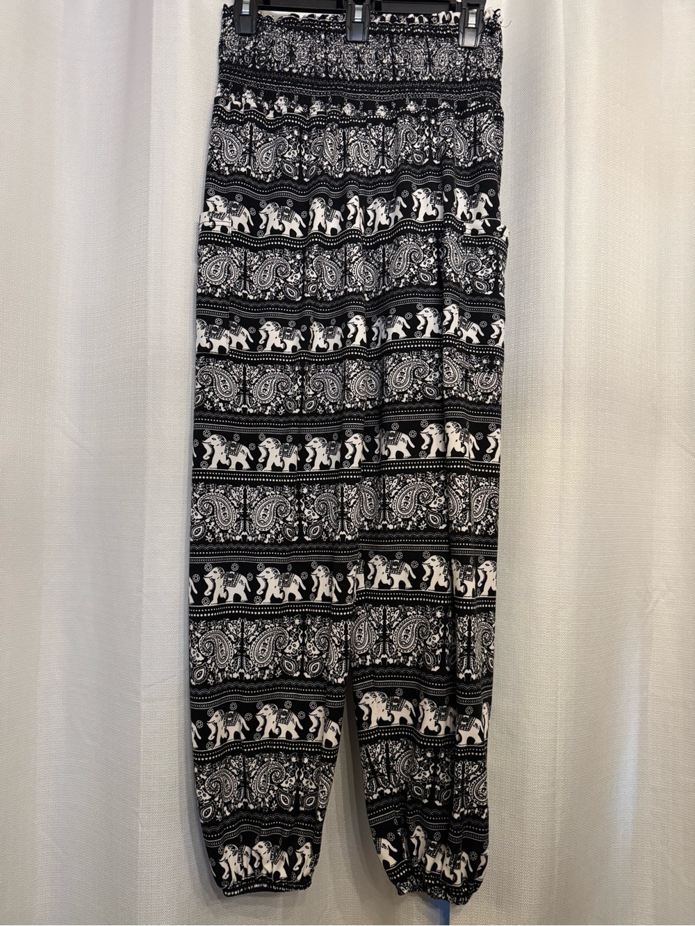 Black & White Elephant Print Harem Pants